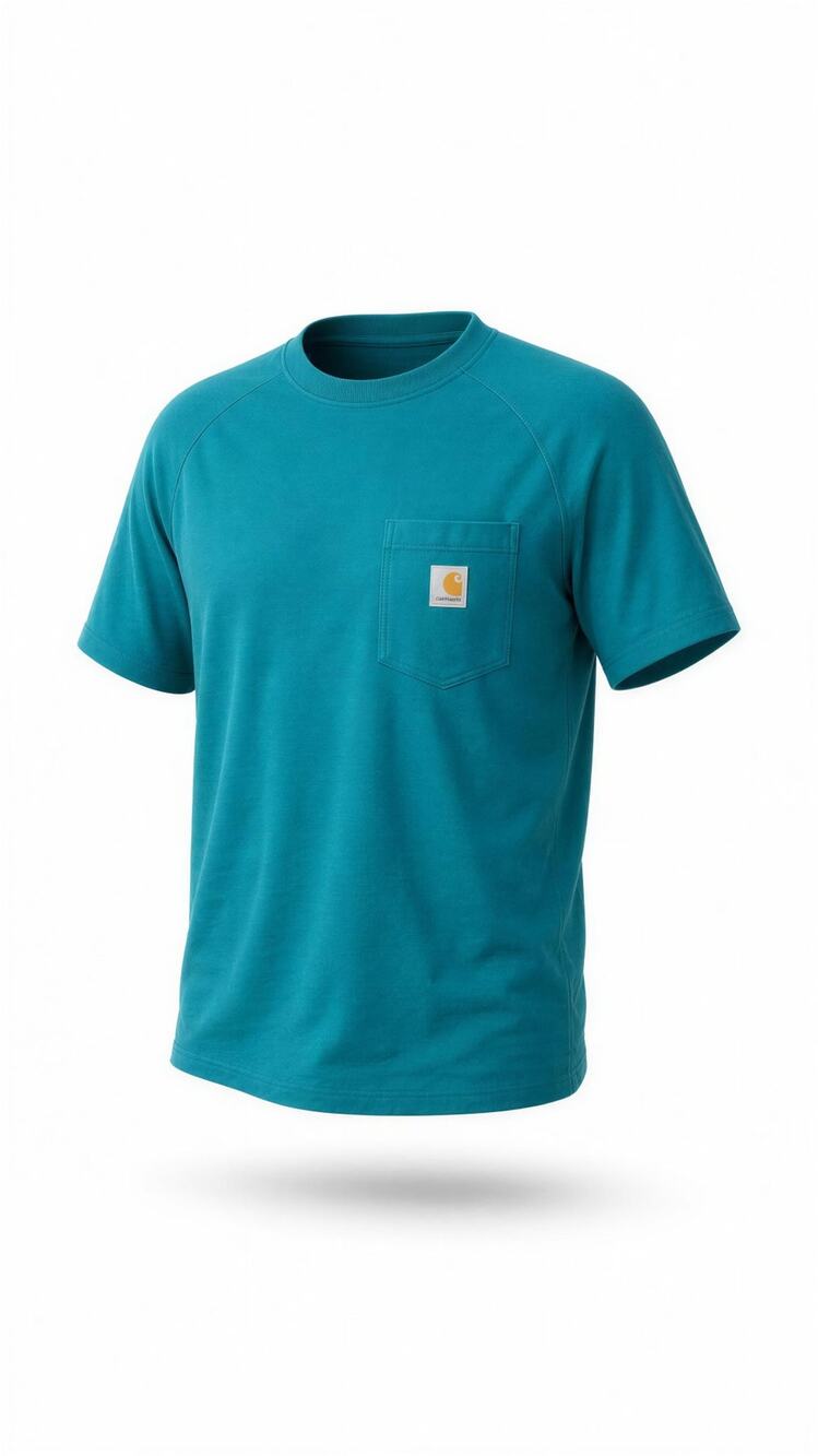 Carhartt Force T-Shirt Mens Size Small Teal Pocket Crew Neck